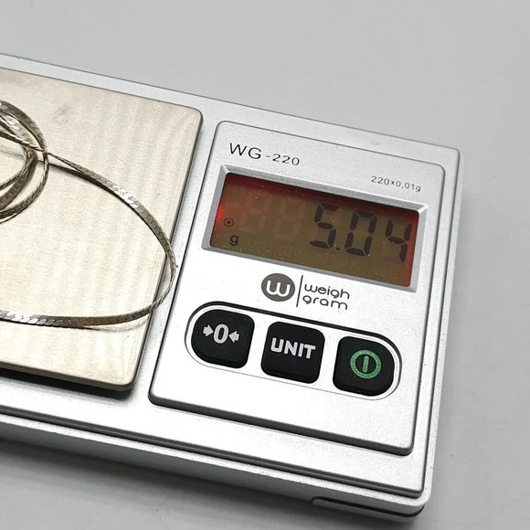 Sterling Silver Italian Herringbone Chain Necklace 29.5" Vintage (G) - Picture 5 of 6